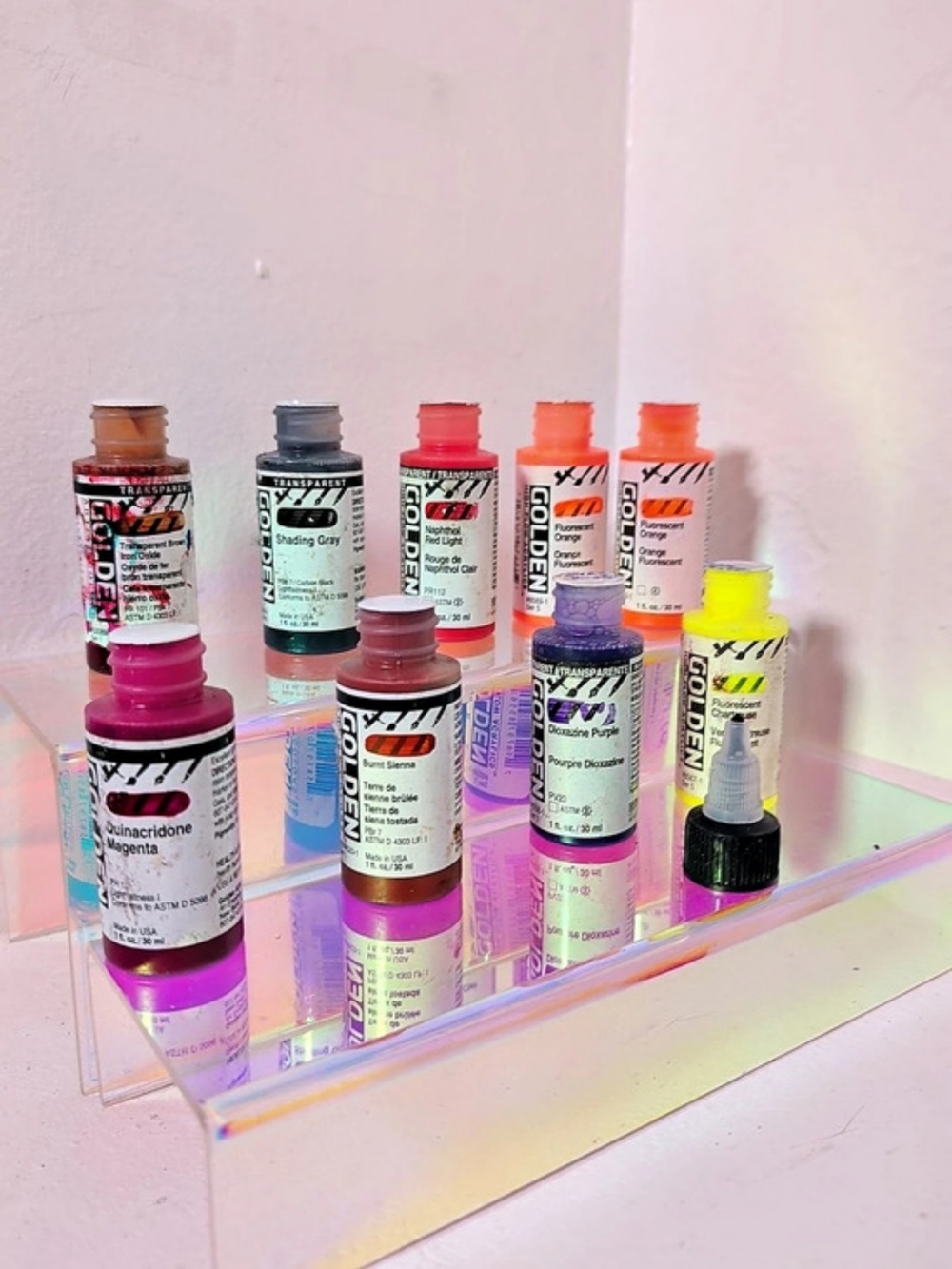 GOLDEN High Flow Acrylics – 9 Bottle Professional Artist Paint Lot
